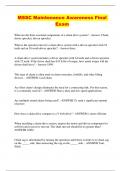 MSSC Maintenance Awareness Final Exam