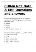 CHIMA NCE Data & EHR Questions and answers&period;
