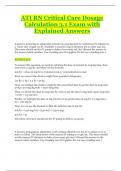 ATI RN Critical Care Dosage Calculation 3&period;1 Exam with Explained Answers