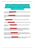 ETHICAL LEADERSHIP BUSI 3002 UPDATED FINAL EXAM Latest Update 2024-2025 Actual Exam 160 Questions and 100&percnt; Verified Correct Answers Guaranteed A&plus;