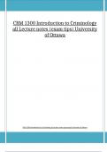 CRM 1300 Introduction to Criminology all Lecture notes &lpar;exam tips&rpar; University of Ottawa