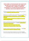 NEW YORK TATTOO LICENSE TEST 2024 WITH  100 PRACTICE QUESTIONS AND CORRECT  ANSWERS &lpar;100&percnt; CORRECT VERIFIED  ANSWERS&rpar; NY TATTOO LICENSE EXAM 2024- 2025 PRACTICE EXAM &lpar;BRAND NEW&excl;&excl;&rpar;