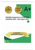 HED4802 Assignment 4 &lpar;COMPLETE ANSWERS&rpar; 2024 - DUE August 2024 &semi; 100&percnt; TRUSTED Complete&comma; trusted solutions and explanations&period;