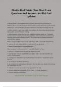 Florida Real Estate Class Final Exam Questions And Answers&period; Verified And Updated&period;