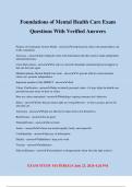 Foundation of Mental health care Chapter 02&colon; Current Mental Health Care Systems Morrison-Valfre&colon; Foundations of Mental Health Care Exam Questions With Verified Answers