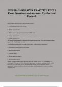 HESI RADIOGRAPHY PRACTICE TEST 1 Exam Questions And Answers&period; Verified And Updated&period;
