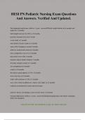 HESI PN Pediatric Nursing Exam Questions And Answers&period; Verified And Updated&period;