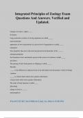 Integrated Principles of Zoology Exam Questions And Answers&period; Verified and Updated&period;