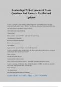 Leadership CMS ati proctored Exam Questions And Answers&period; Verified and Updated&period;