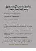 Management of Pharmacotherapeutics in Advanced Practice Exam Questions And Answers&period; Verified And Updated&period;