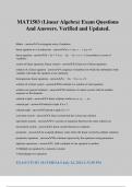 MAT1503 &lpar;Linear Algebra&rpar; Exam Questions And Answers&period; Verified and Updated&period;