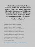 Medication Calculation Quiz&comma; IV dosage calculation practice test&comma; Dosage Calculation Practice Exam 1&comma; ATI Desired Over Have&colon; Medication Administration&comma; HESI Dosage Calculations Practice Exam&comma; HESI Dosage Calculations Quiz&comma; Med Surg 1 - HESI practice Exam 