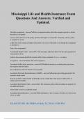 Mississippi Life and Health Insurance Exam Questions And Answers&period; Verified and Updated&period;