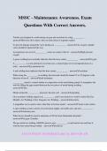 MSSC - Maintenance Awareness&period; Exam Questions With Correct Answers&period;