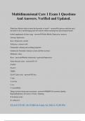 Multidimensional Care 1 Exam 1 Questions And Answers&period; Verified and Updated