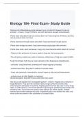 Biology 104- Final Exam- Study Guide 2024