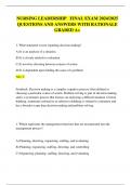 NURSING LEADERSHIP   FINAL EXAM 2024&sol;2025 QUESTIONS AND ANSWERS WITH RATIONALE GRADED A&plus;