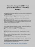 Operations Management C215 Exam Questions And Answers&period; Verified and Updated&period;