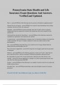 Pennsylvania State Health and Life Insurance Exam Questions And Answers&period; Verified and Updated&period;