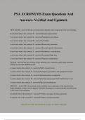 PSA ACRONYMS Exam Questions And Answers&period; Verified And Updated&period;