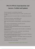 PSA FA FINAL Exam Questions And Answers&period; Verified And Updated&period;