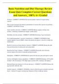 Basic Nutrition and Diet Therapy Review Exam Quiz Complete Correct Questions and Answers&lowbar; 100&percnt; A&plus; Graded