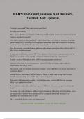 REHS&sol;RS Exam Questions And Answers&period; Verified And Updated&period;