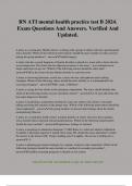 RN ATI mental health practice test B 2024&period; Exam Questions And Answers&period; Verified And Updated&period;
