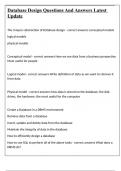 Database Design Questions And Answers Latest Update