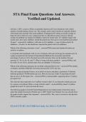 STA Final Exam Questions And Answers&period; Verified and Updated&period;