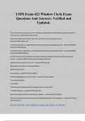 USPS Exam 421 Window Clerk Exam Questions And Answers&period; Verified and Updated&period;
