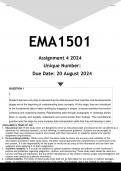 EMA1501 Assignment 4 &lpar;ANSWERS&rpar; 2024 - DISTINCTION GUARANTEED
