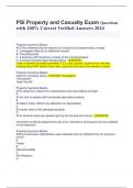 PSI Property and Casualty Exam Questions  with 100&percnt; Correct Verified Answers 2024