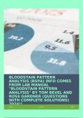 BLOODSTAIN PATTERN ANALYSIS &lpar;BSPA&rpar; INFO COMES FROM LAB MANUAL "BLOODSTAIN PATTERN ANALYSIS" BY TOM BEVEL AND ROSS GARDNER &lpar;QUESTIONS WITH COMPLETE SOLUTIONS&rpar; 2024&excl;&excl;