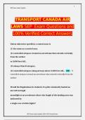 TRANSPORT CANADA AIR LAWS SEP  Exam Questions and 100&percnt; Verified Correct Answers