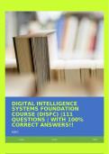 DIGITAL INTELLIGENCE SYSTEMS FOUNDATION COURSE &lpar;DISFC&rpar; &vert;111 QUESTIONS &vert; WITH 100&percnt; CORRECT ANSWERS&excl;&excl;