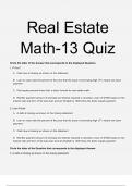 Real Estate Math-13 Test Quiz Verified and 100&percnt; Correct Q & A&comma; Complete Document for Exam