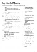 Real Estate Cali Matching  Verified and 100&percnt; Correct Q & A&comma; Complete Document for Exam