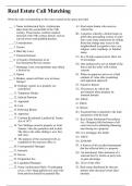 Real Estate Cali Matching Verified and 100&percnt; Correct Q & A&comma; Complete Document for Exam
