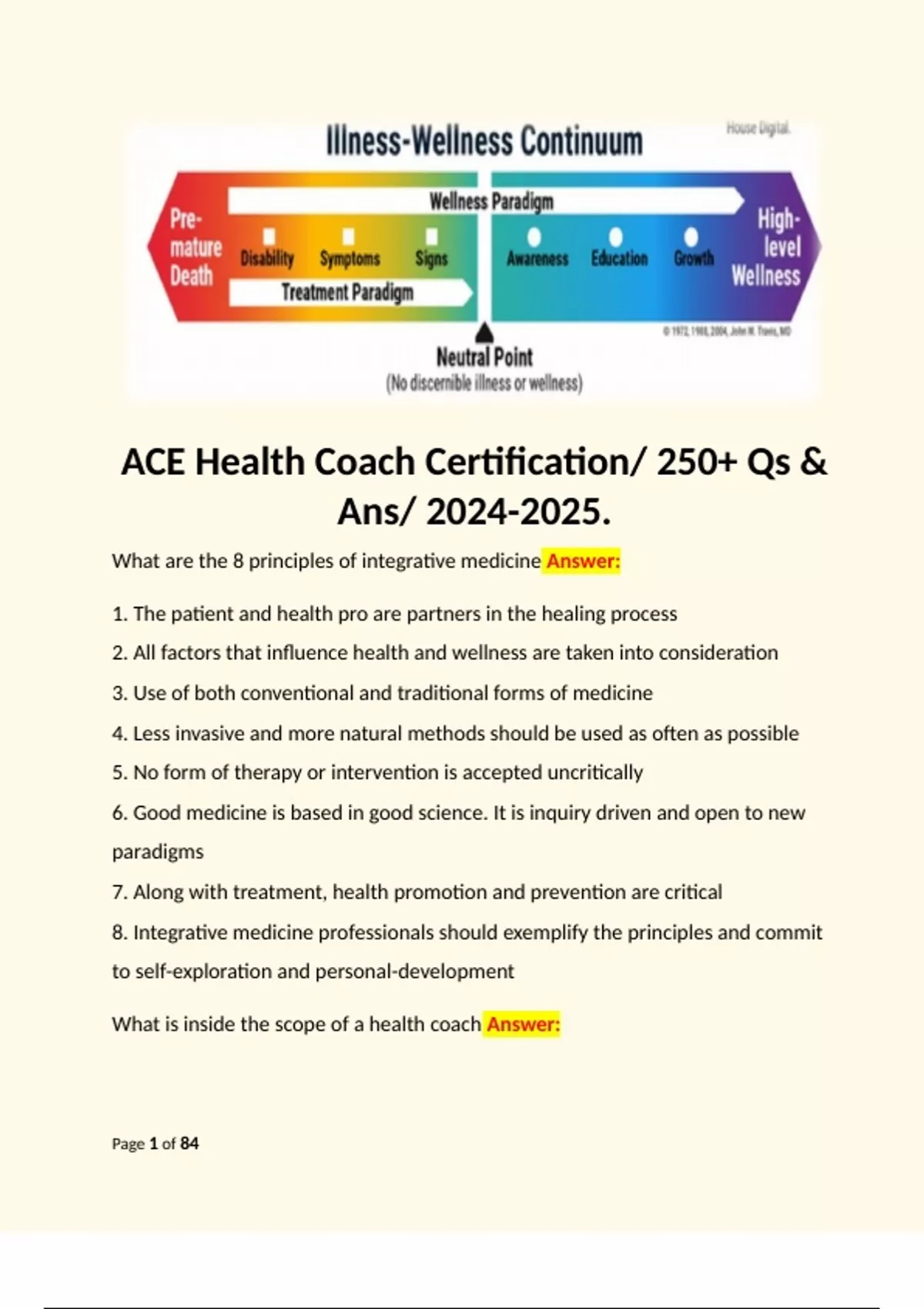 ACE Health Coach Certification/ 250+ Qs & Ans/ . What are the 8 ...