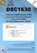 DSC1630 Assignment 2 &lpar;COMPLETE ANSWERS&rpar; Semester 2 2024 &lpar;234642&rpar; - DUE 22 August 2024