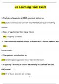 JB Learning Final Exam Questions and Answers &lpar;2024 &sol; 2025&rpar; &lpar;Verified Answers&rpar;