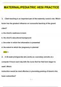 Maternal Pediatric HESI practice Questions and Answers &lpar;2024 &sol; 2025&rpar; &lpar;Verified Answers&rpar;