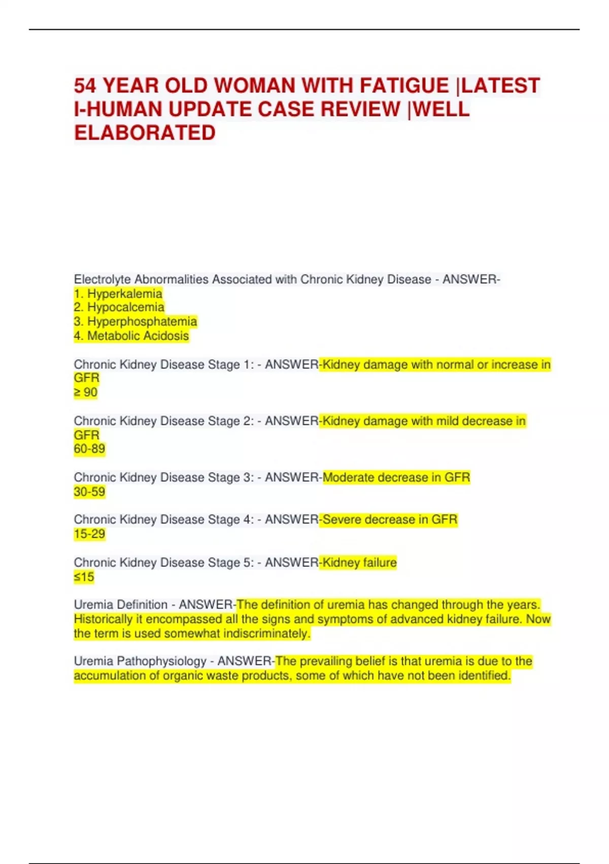 54 YEAR OLD WOMAN WITH FATIGUE |LATEST I-HUMAN UPDATE CASE REVIEW |WELL ...
