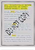 ADULT PSYCHOPATHOLOGY MIDTERM EXAM QUESTIONS AND CORRECT ANSWERS GRADED A&plus; 2024&sol;2025&period;
