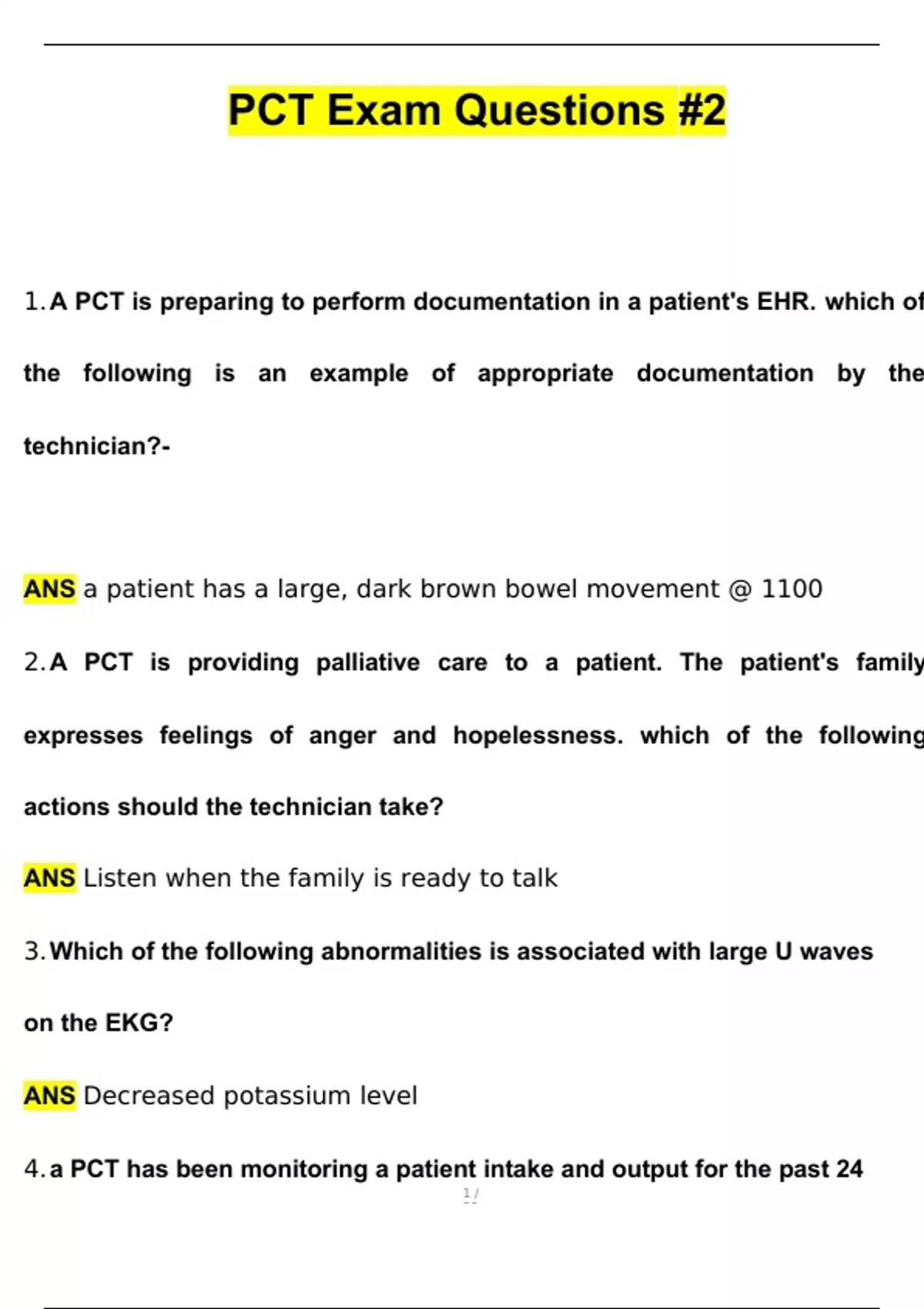 Pct Chapter 2 PCT Exam 2 Questions and Answers (2024 / 2025) (Verified Answers) - Pct ...