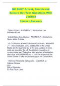 NC BLET Arrest&comma; Search and  Seizure Set Test Questions With  Verified Correct Answers