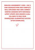 EMA1501 ASSIGNMENT 2 2024 - DUE 3 JUNE 2024QUESTIONS AND COMPLETE WELL EXPLAINED AND 100&percnt; CORRECT VERIFIED ANSWERS WITH RATIONALE  LATEST UPDATE 2024 GRADED A&plus;&lbrack;ALL YOU NEED TO PASS YOUR EXAMS&rsqb;&lbrack;100&percnt; GUARANTEED SUCCESS AFTER DOWNLOAD&rsqb;