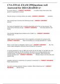 CNA FINAL EXAM 299Questions well Answered for 2024 GRADED A&plus;