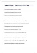 Special Area - World Scholars Cup exam 2024 with 100&percnt; correct answers
